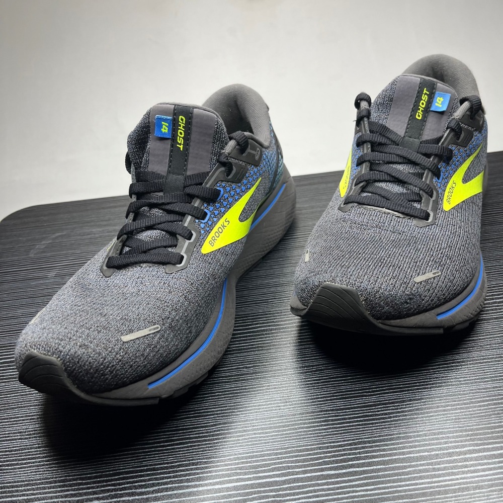 Brooks Running Shoes Ghost 14 Mens 9.5 Grey Lime Green Mesh DNA LOFT Sneakers - Picture 5 of 14